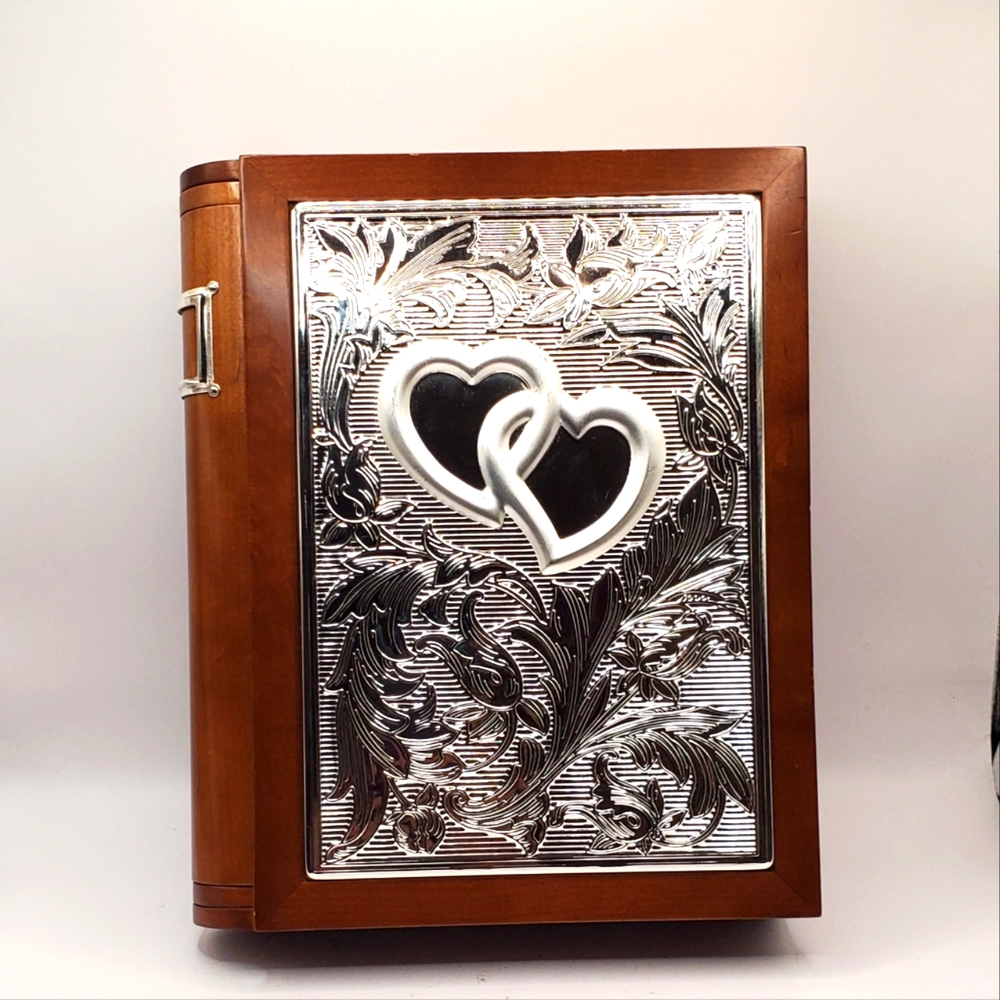 Lenox Wedding Promises Book Shelf Album Wood & Silver Tone for 160 Photos
